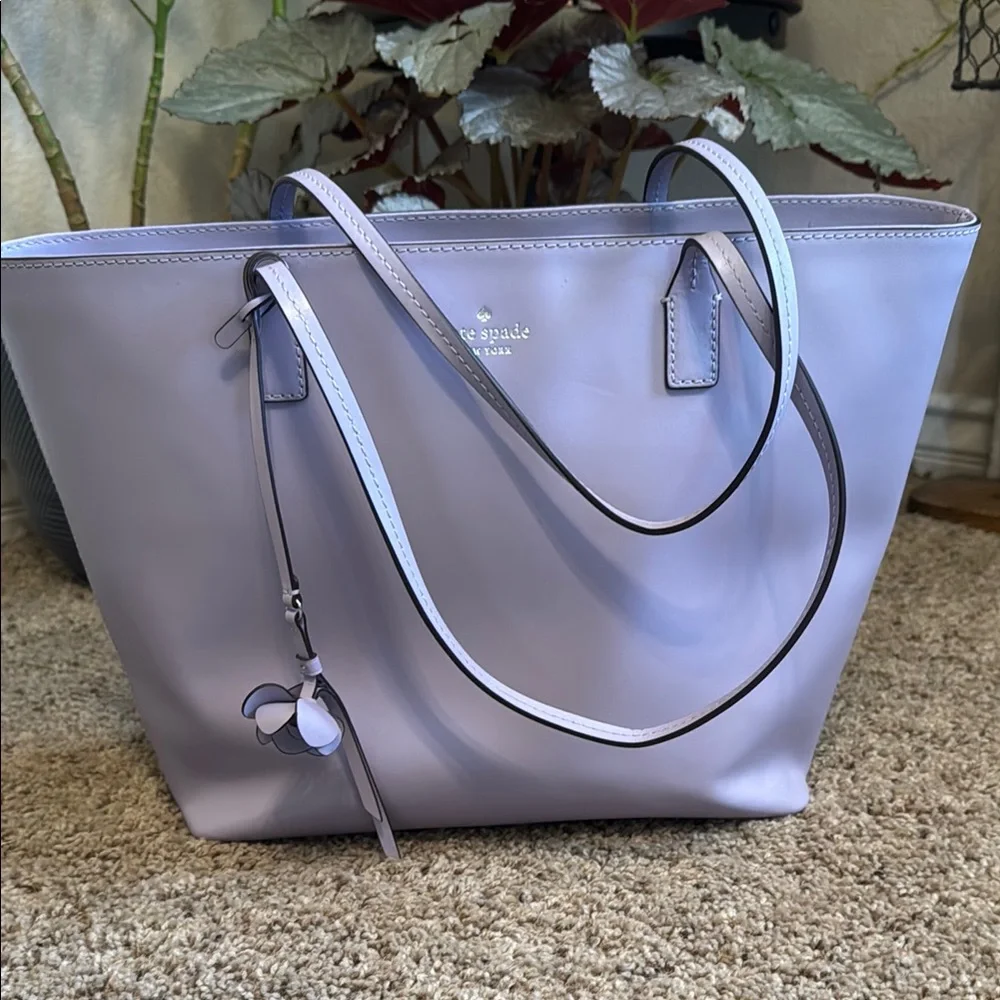 kate spade Lilac Leather Tote with Gold Logo
